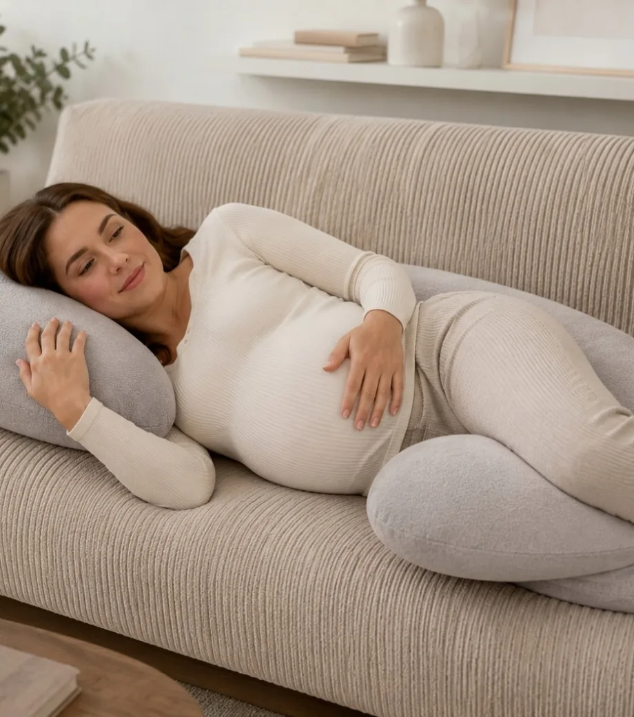 Przyszła mama odpoczywająca z poduszką BABYMAM